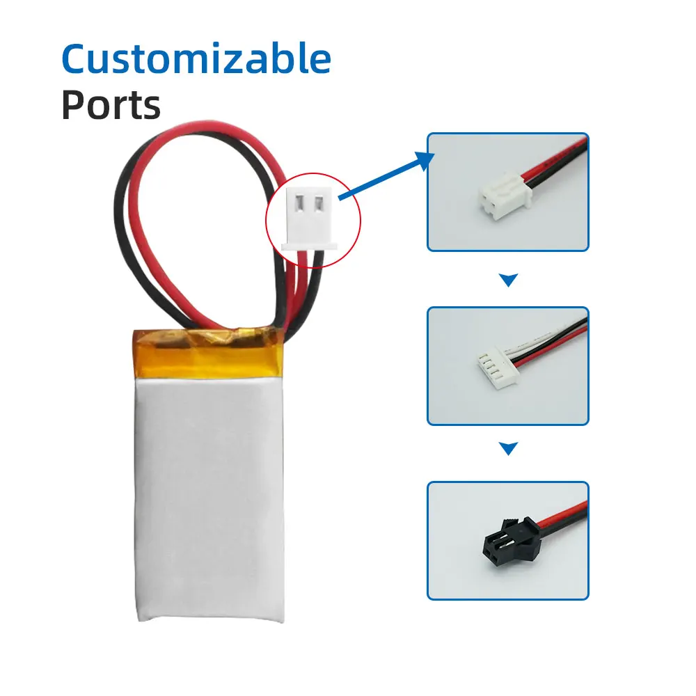 Customized 502035 Size  Lithium Battery 3.7v 300mah  Adding Plates And Wires For Polymer