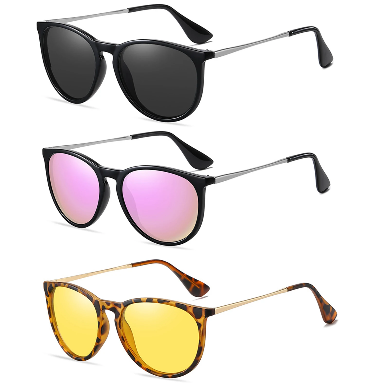 CONCHEN 2024 latest trendy vintage fashion sun glasses classical retro women custom logo round polarized sunglasses