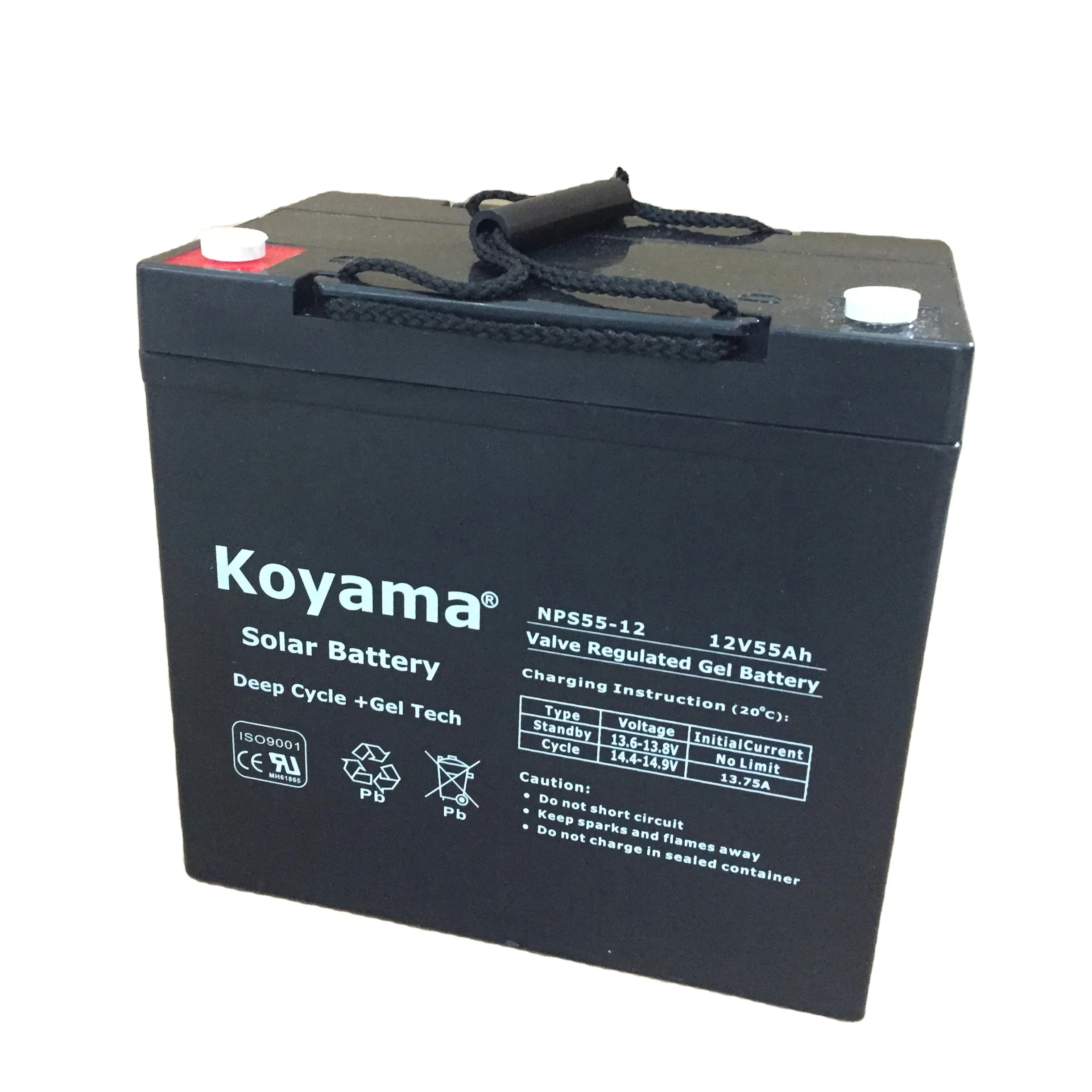 Аккумулятор солнечной энергии глубокого цикла 12V55Ah солнечная энергия для освещения/бытовой техники/RV не требующая обслуживания свинцово-кислотная батарея завод