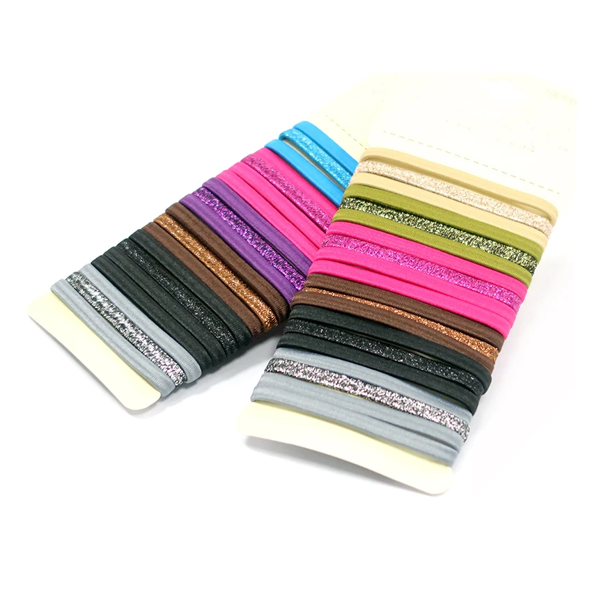 High Quality Shiny Elastic Hair Ties Custom Flat Hair Rubber Band