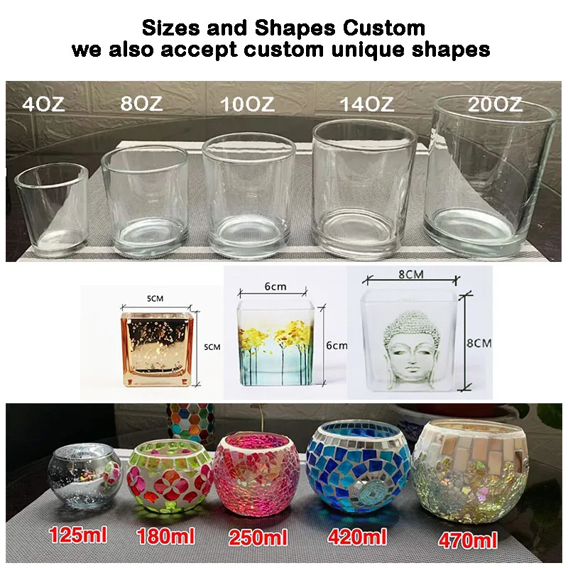 Transparent Candle Containers Custom Logo Sizes Color Luxury Geo Cut Clear Glass Candle Jars Vessels Holders with Lids
