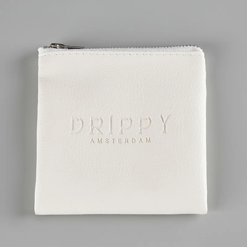 Customized Pu Leather Zipper Bag Fashion White Pu Leather Iron Zipper Purses and Handbags Wholesale Makeup Bag Jewelry Packaging