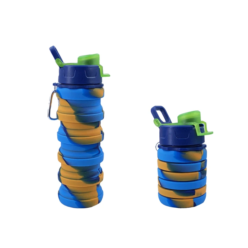 Free High Quality Expandable Folding Collapsible Travel Sports Drinking Silicone Foldable Water Bottle