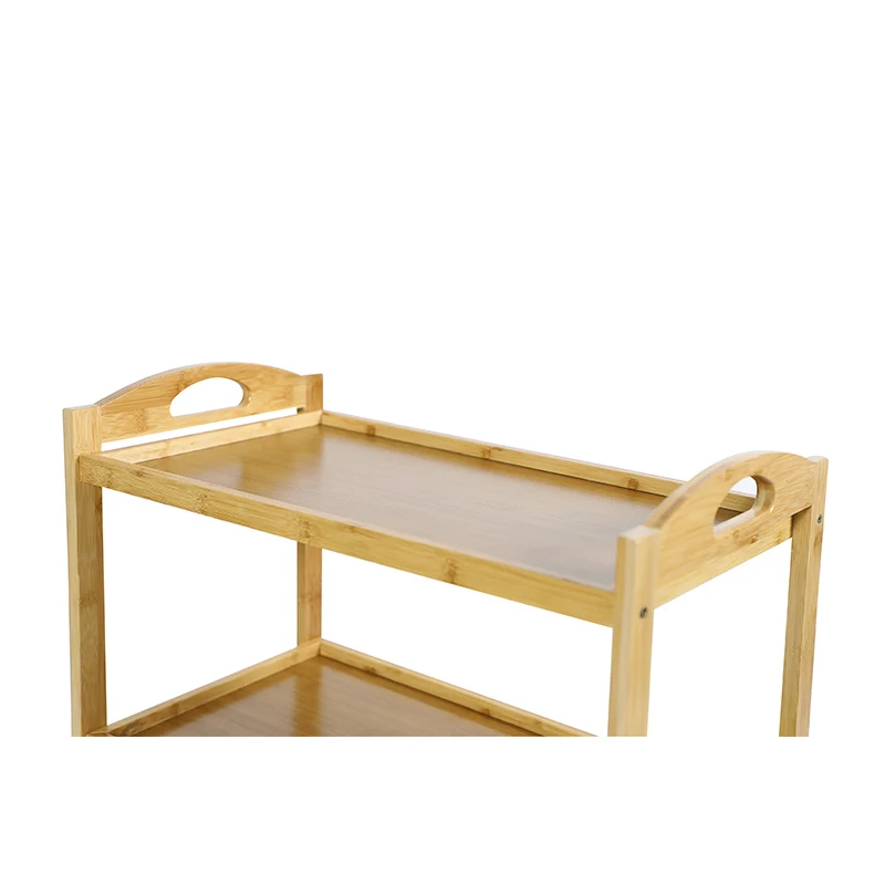 Трехслойная бамбуковая тележка для овощей, кухонная стойка для хранения, Кухонная Тележка