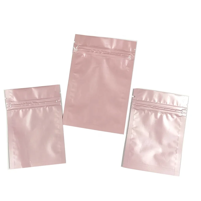 Custom Printed Heat Seal 1oz Plastic Zipper Top pink powder Pouch Food Storage Small shopping Packaging cosmetic Mylar Bags