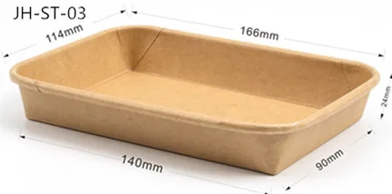 Printon Manufacturer Disposable rectangle take out kraft paper sushi packaging box sushi tray with clear lid