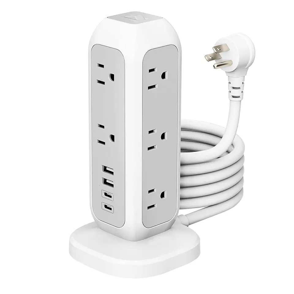 Extension Lead with USB C Ports, Power Strips with 11 Way Outlets 4 USB(4.5A, 2 Type C and 2USB-A Port) Surge Protection Plug
