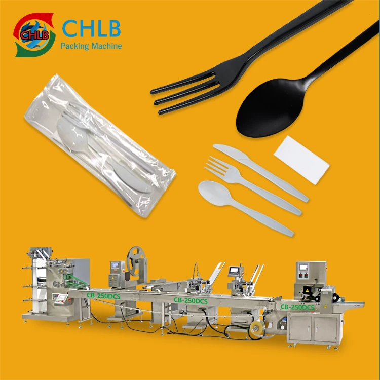 Automatic Plastic  spoons cutlery packaging machine for plastic spoon disposable spoon packaging machine equipment