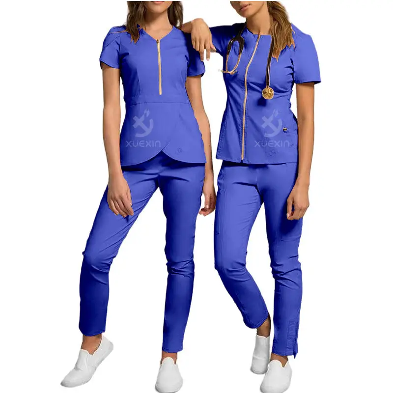 Beauty Women Salon Spa Uniforms Sexy Women Spa Uniforms Long Tunics Spa Salon Uniform V neck