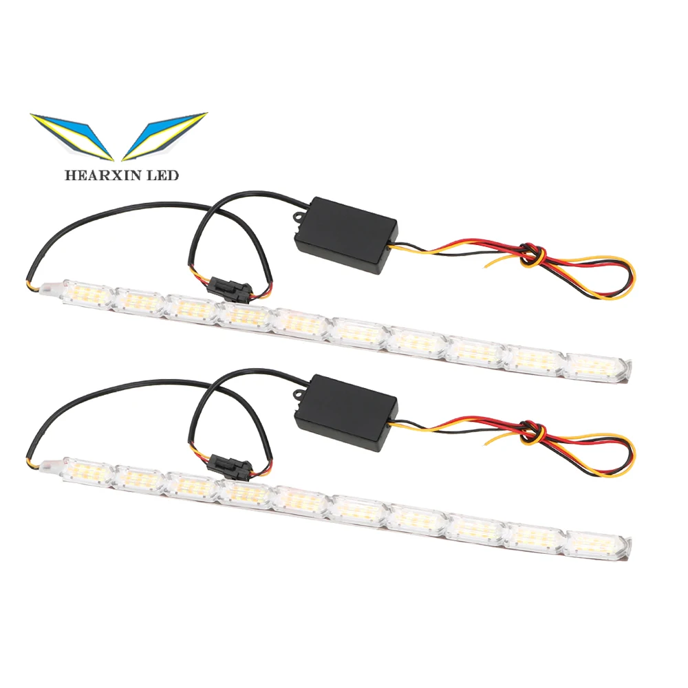 60 Daytime Running white switchback to yellow Light DRL Double Flowing Type LED White Amber Lamp car headlight