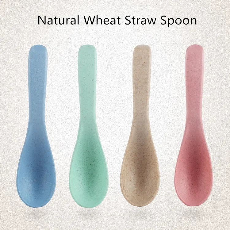
Food grade biodegradable wheat straw health spoon Environmental straw spoon 4pcs 