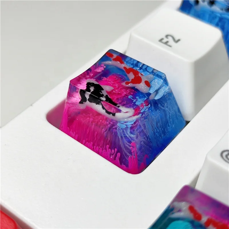 1PC Koi Resin Keycaps For Cherry Mx Switch Mechanical Gaming Keyboard Keycaps Replace Handmade Keycaps