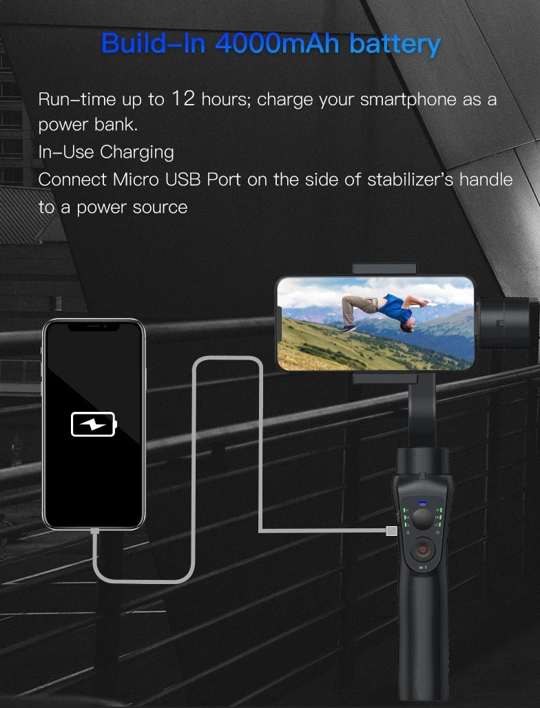 Mobile Phone Video Stabilizer 3 Axis Handheld Gimbal,Smooth Vlog Camera Controller Selfie Stick