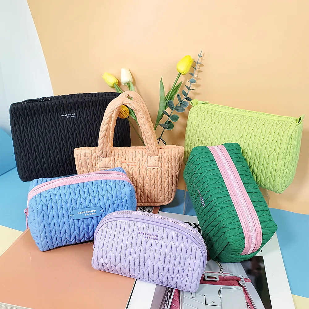 aesthetic custom designer quilted cotton makeup bag natural organic cotton beauty cosmetic bags toiletry bag for women
