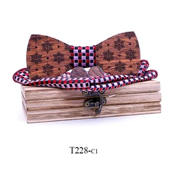 Christmas snowflake Wooden Bow tie Handkerchief Cufflinks Sets for Mens Wood Bowtie Purple Bow Tie Bowknots Cravat wood box