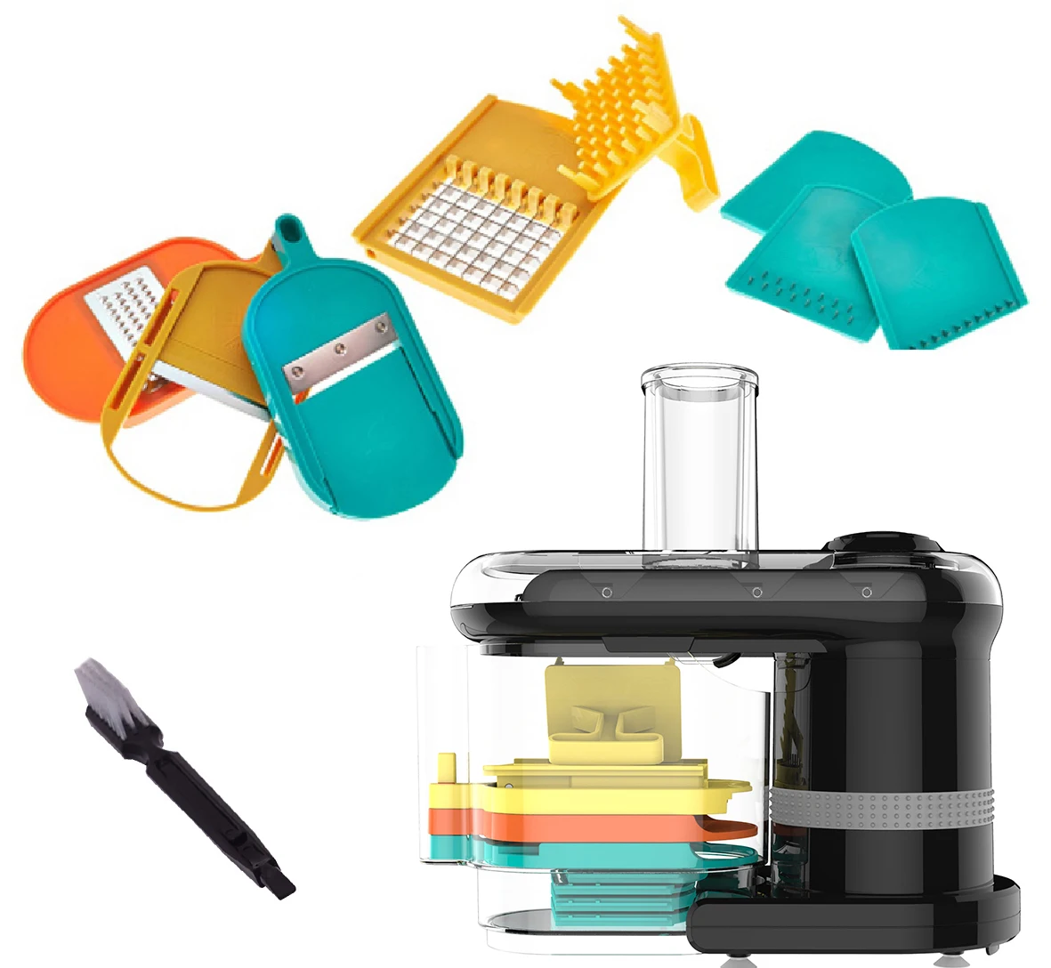 Multifunction Low Noise Food Processor Electric Chopper Cutter Cutting Vegetable Mandoline Slicer With 7 Changeable Blade