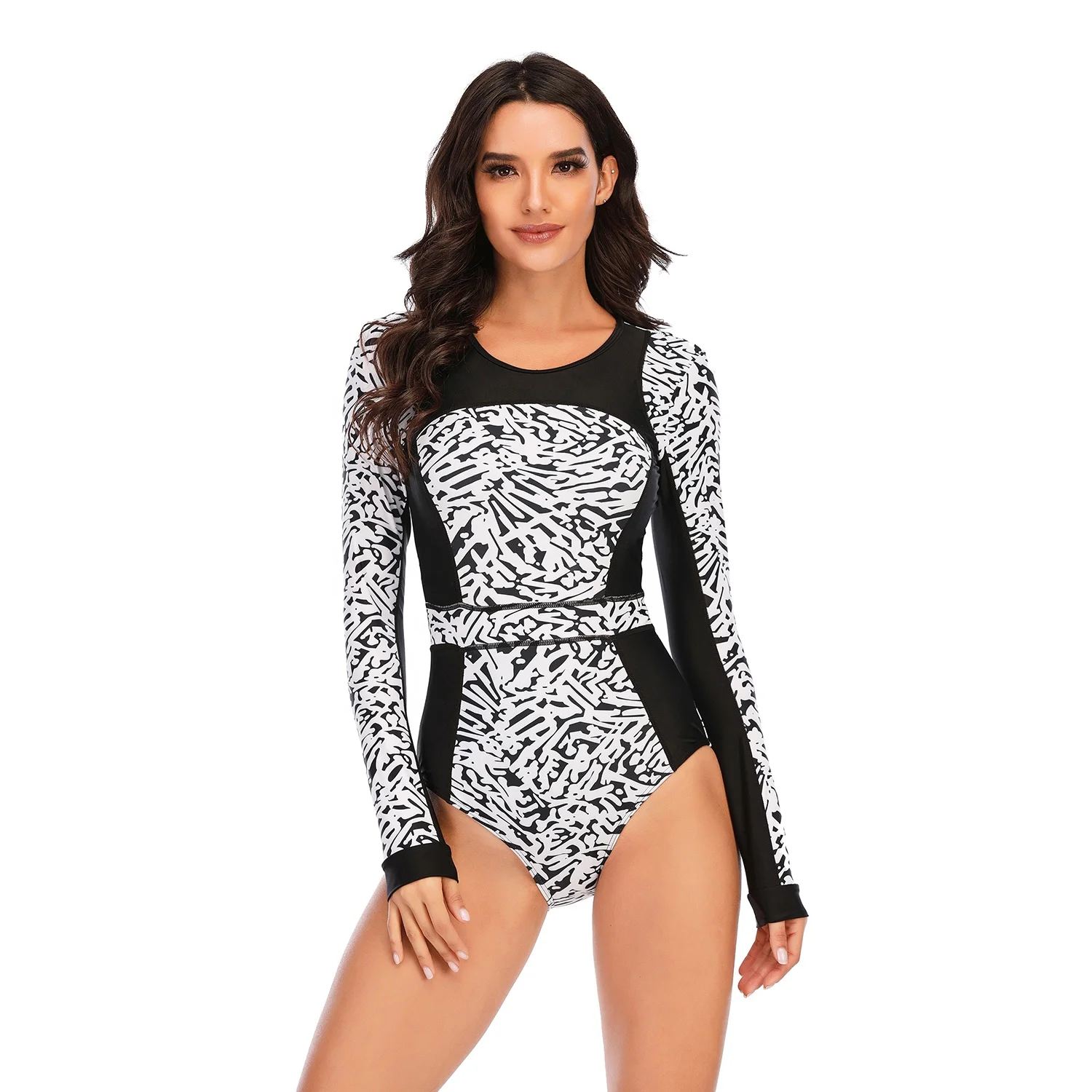 AOSHILI Long Sleeves Diving Suit Custom Made One Piece Women Rash Guard surf wear