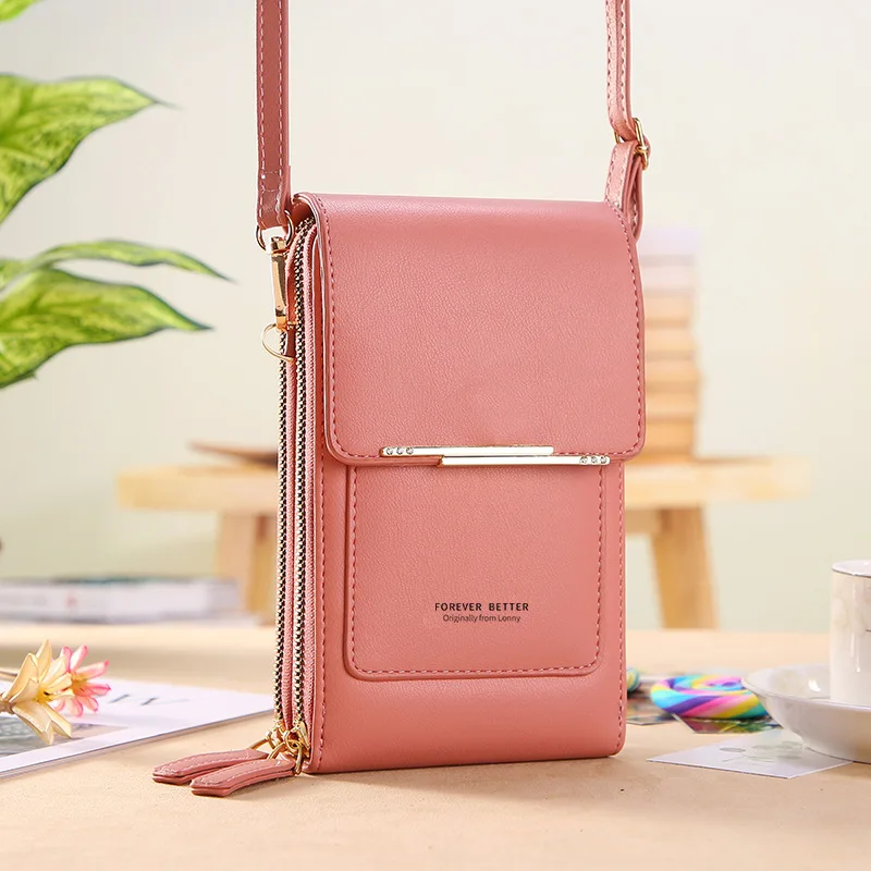 Small size Touch Screen Cell Phone Purse Crossbody Shoulder Strap Handbag leather wallet for women purse mobile phone bags