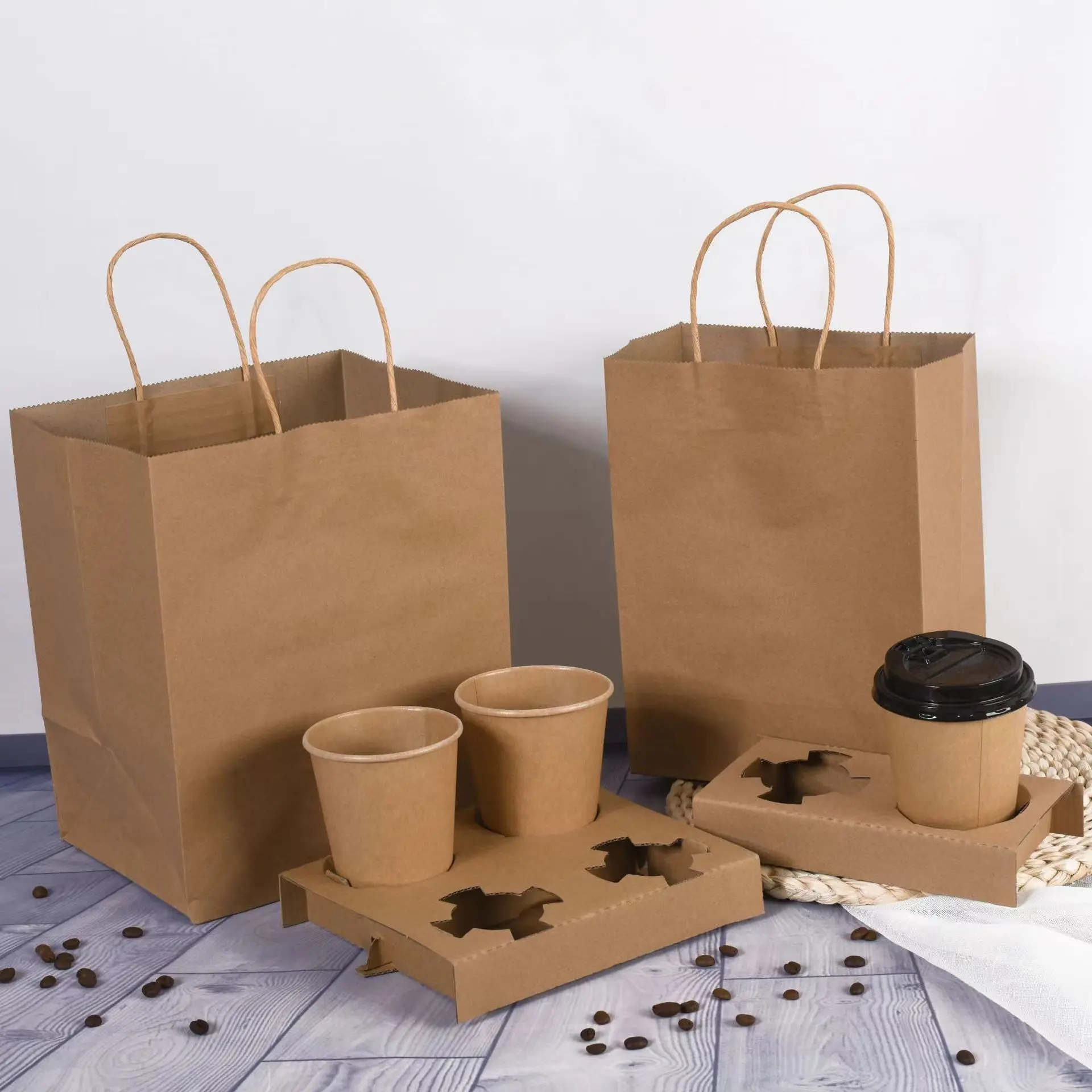 Custom Disposable Take Away Coffee Corrugated Paper Cup Holder Paper Cup Tray