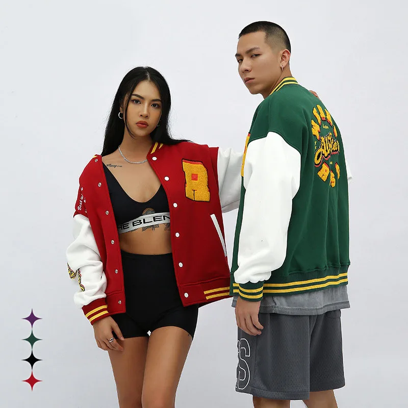 Ready Ship American College patchwork nitted Varsity Men Baseball Jackets for women