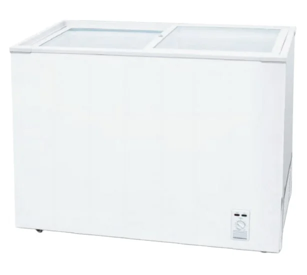 100L small volume double top open door flat double layer sliding glass door ice cream drink freezer