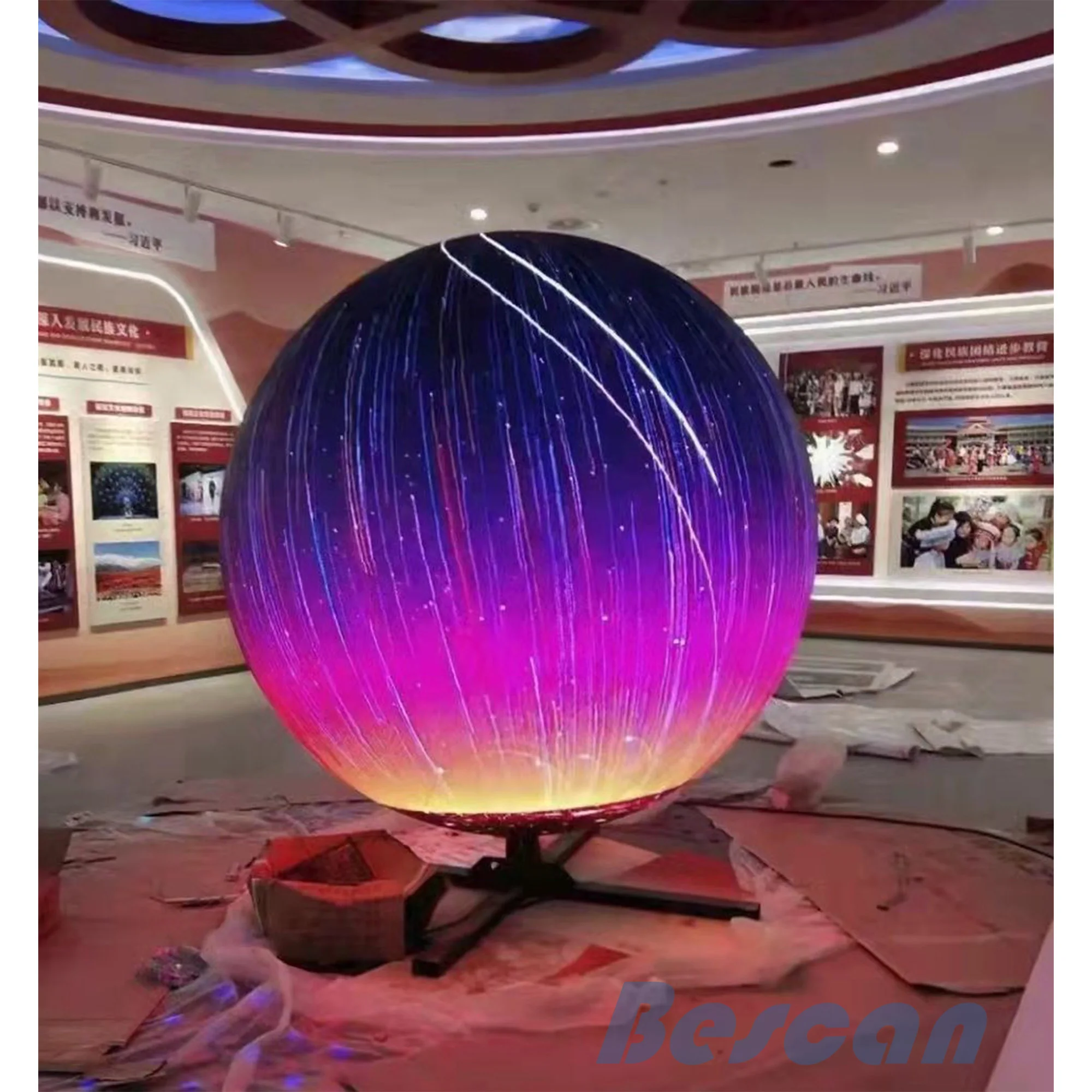 BESCAN HD Customized Dimension Sphere Screen Indoor Advertising Spherical Video Ball Led Screen P1.8 P2  Led Sphere Display