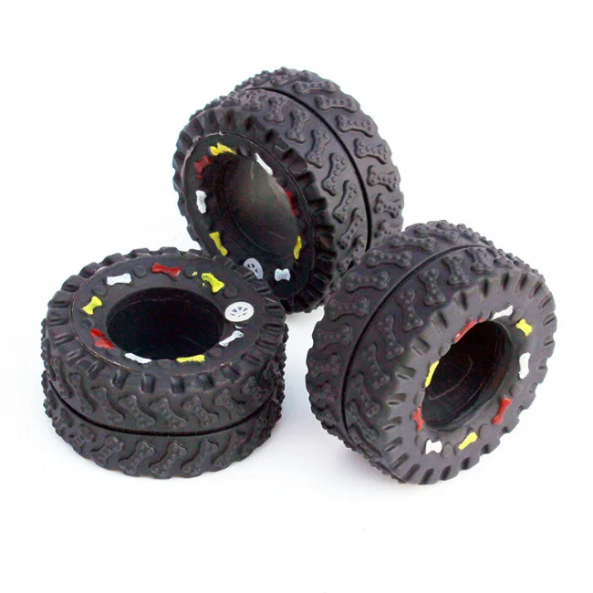 Vinyl rubber tire shaped squeaky dog and cat pet chew toy