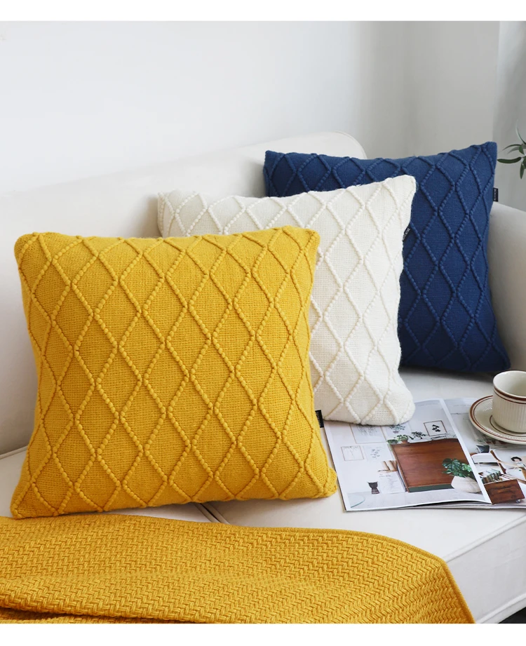 Nordic Solid Color Knitted Pillows Living Room Sofas Decorative Cushions