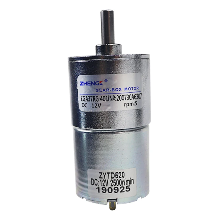 Zhengke DC motor zgb37rg12v24vzytd520 low speed high torque forward and reverse speed regulation Shaft diameter: 6mm, milling