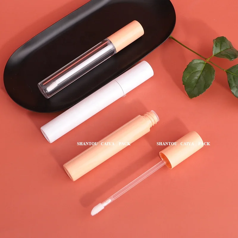 CAIYA wholesale 3ml full white nude empty lip gloss tubes clear round lip tint balm container lipstick packaging private label
