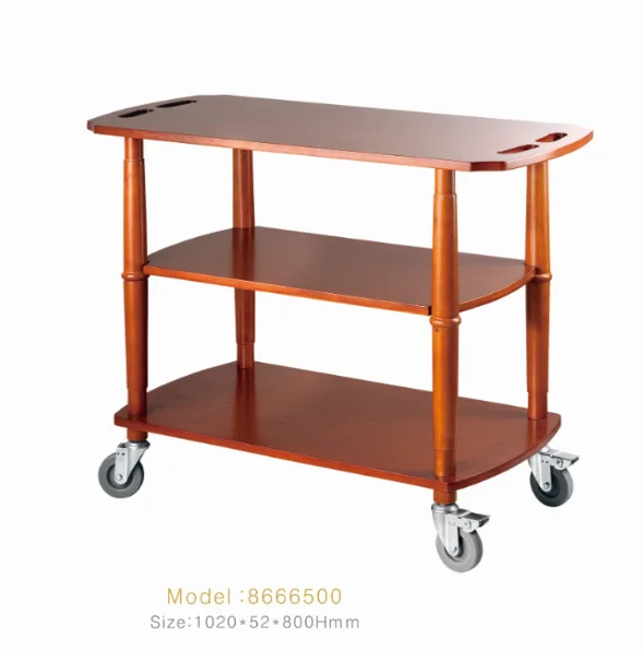 Hotel Restaurant Wooden Food Cart Service Trolley