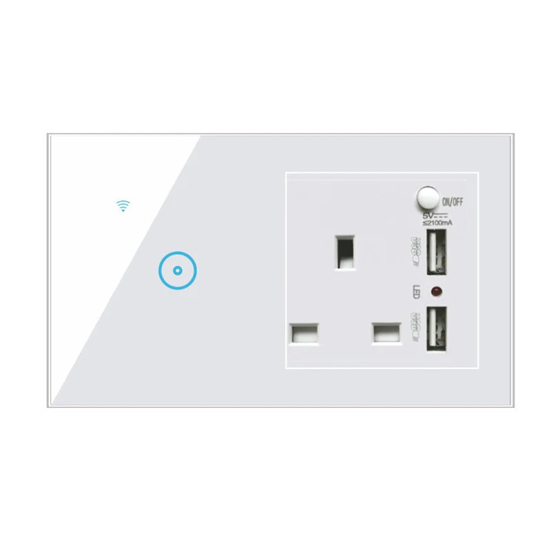 Умные настенные выключатели света, розетки с USB, работает с приложением Alexa и google home, совместимы со стандартами США, Wi-Fi, настенный сенсорный выключатель