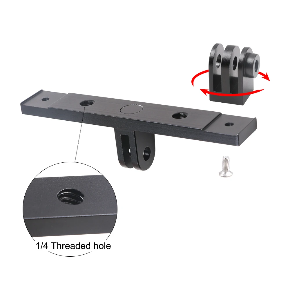 SUREWO Aluminum Dual Flash Bracket Tripod Mount Camera Mount Adapter for GoPro Hero 8 7 6 5 Black DJI Omso Action and More