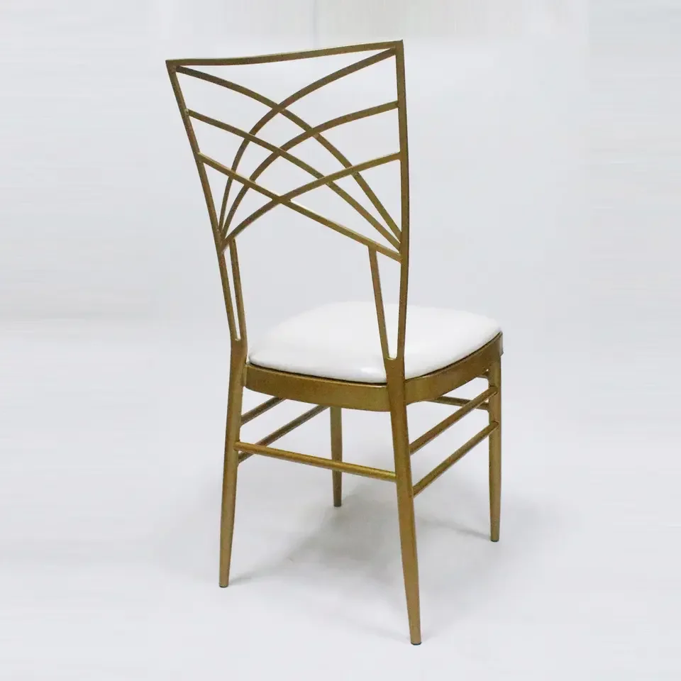 Wholesale luxury Hotel Iron Banquet Gold Cross Back Chairs For Event Reception Chiavari Chameleon Chair