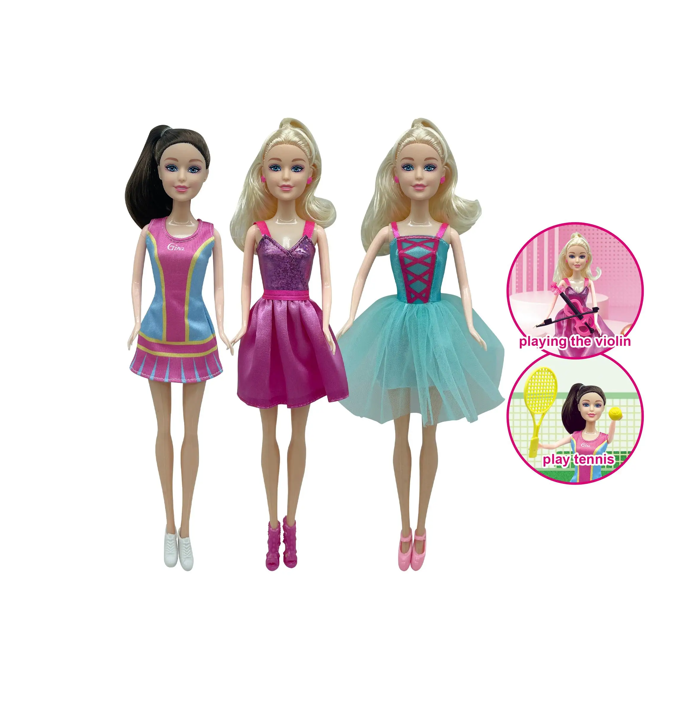 Fashion girl Wholesale 11.5 Inch  Beautiful Girls Toys Change Clothes Tennis/Violin Gorgeous women