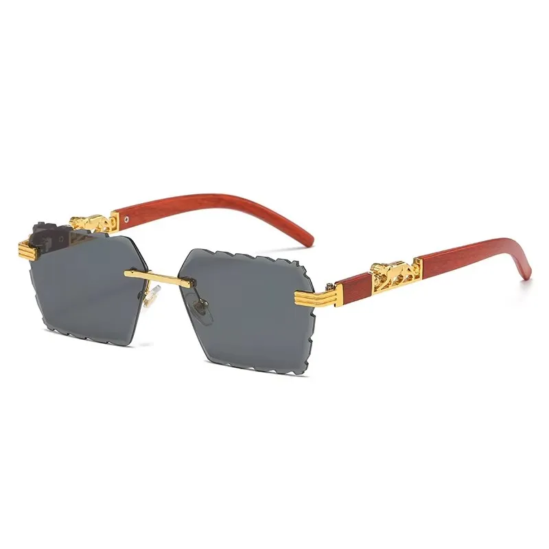 mens rectangular brown sunglasses rimless sunglasses uv400 protection women sun glasses men