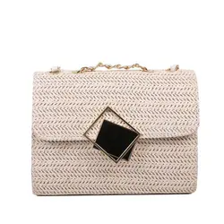 China Wholesale Handbags Knit Straw Square Ladies Crochet Rattan Handbag Wallets Crossbody Bags