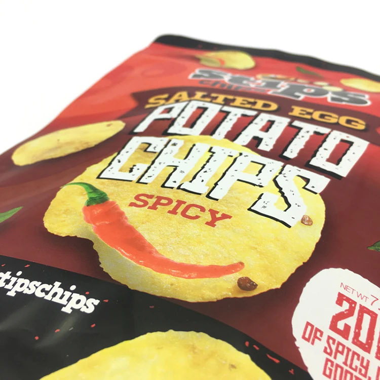 Custom Printed Resealable Zipper Plastic Aluminum Foil Empty Chips Pouch Plantain Potato Chips Packaging Mylar Bags