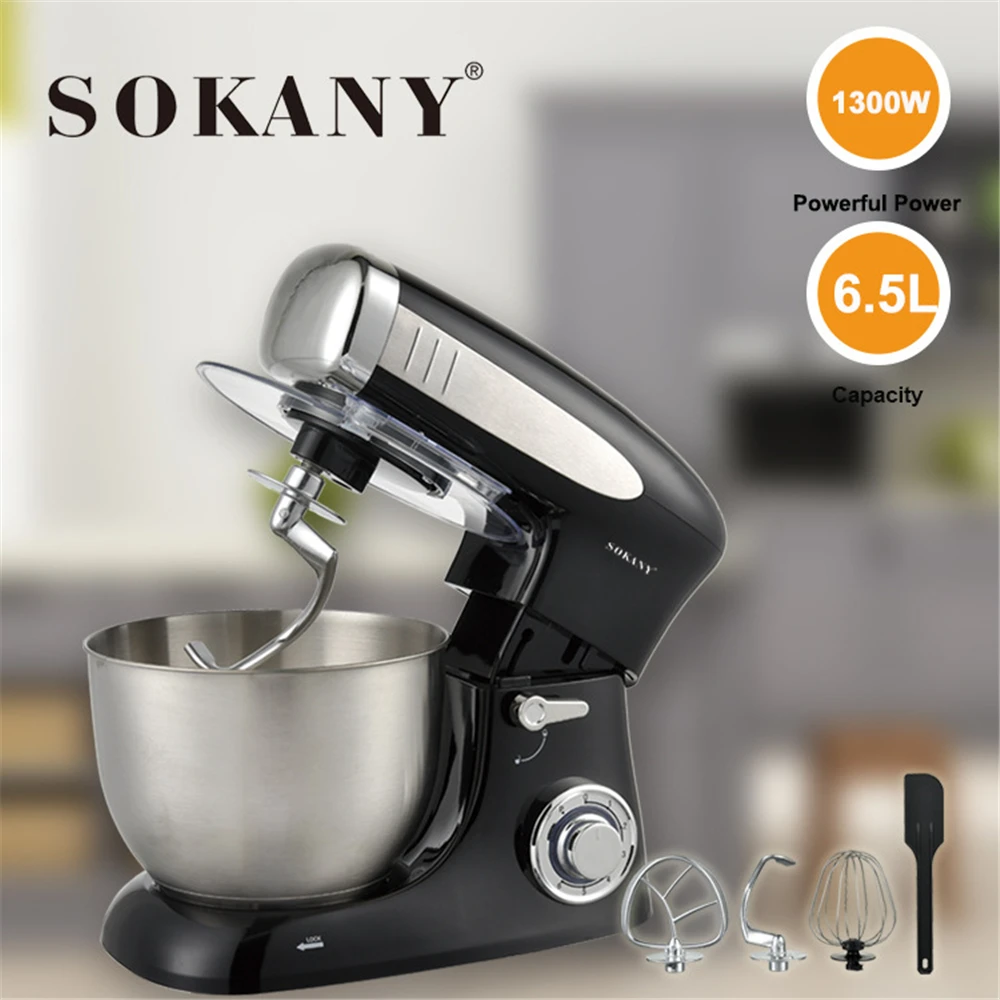 Sokany 267 Электрический миксер для муки, Миксер для торта с чашей из нержавеющей стали, Миксер для овощей