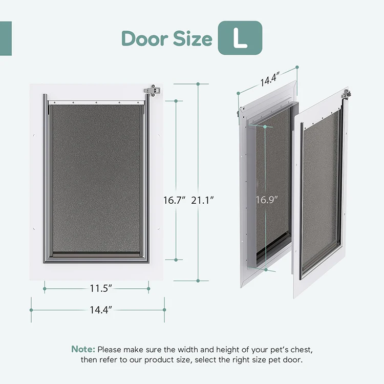 3-Flaps Pet Door for Interior and Exterior Doors, Steel Frame and Telescoping Tunnel, Strong and Durable Dog Door