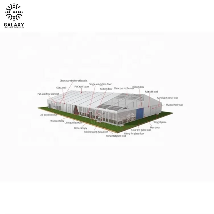 Galaxy Waterproof Canopy Plastic Supply Warehouse Marquee Tent Cheap Customize Uvprotect Warehouse Tent With Metal Wall
