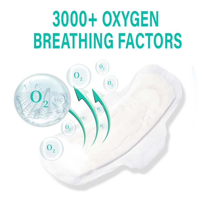 O2 Organic Cotton Menstrual Period Feminine Hygiene Sanitary Pads Napkin