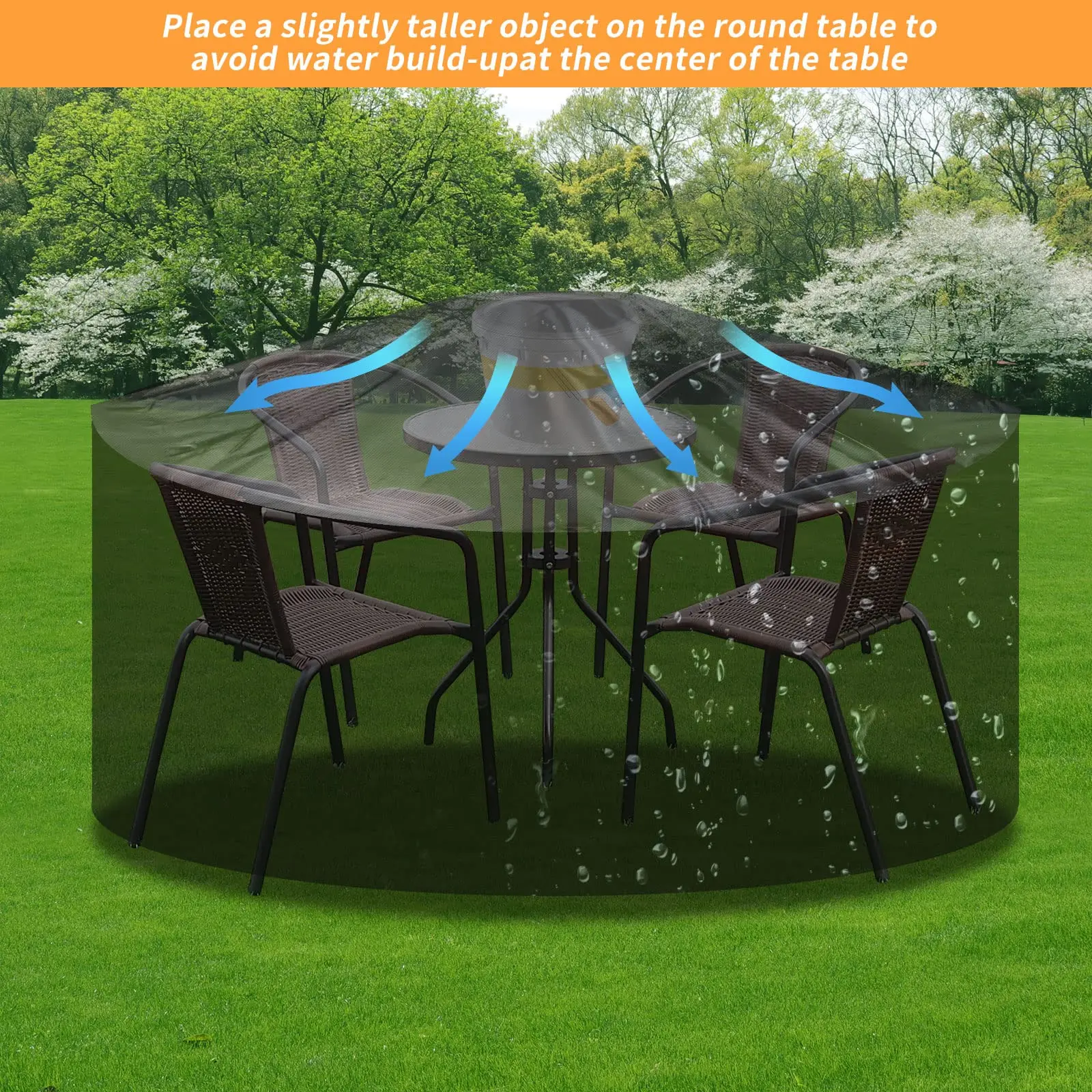 Round 180x80cm Heavy Duty 420D Oxford Round Table Cover Anti-UVGarden Furniture Covers Waterproof