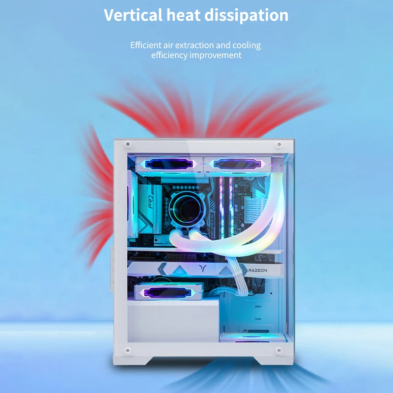 Good Quality Tempered Glass Panel Aluminum Computer Case PC Atx Cube Gaming Computer Case With RGB Cooling Fan