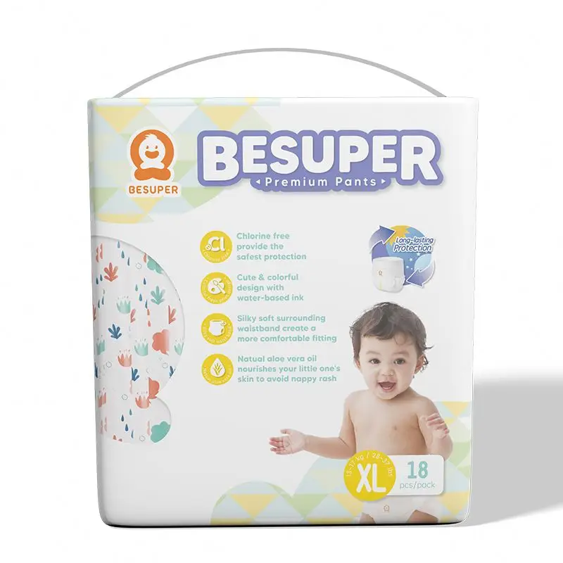 besuper 100% Quality Assurance Africa/Europe Baby Diapers Disposable Cotton Diaper Training Pants