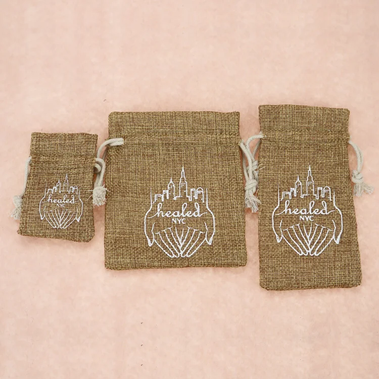 Натуральная сумка для ухода за кожей, джутовые косметички на шнурке