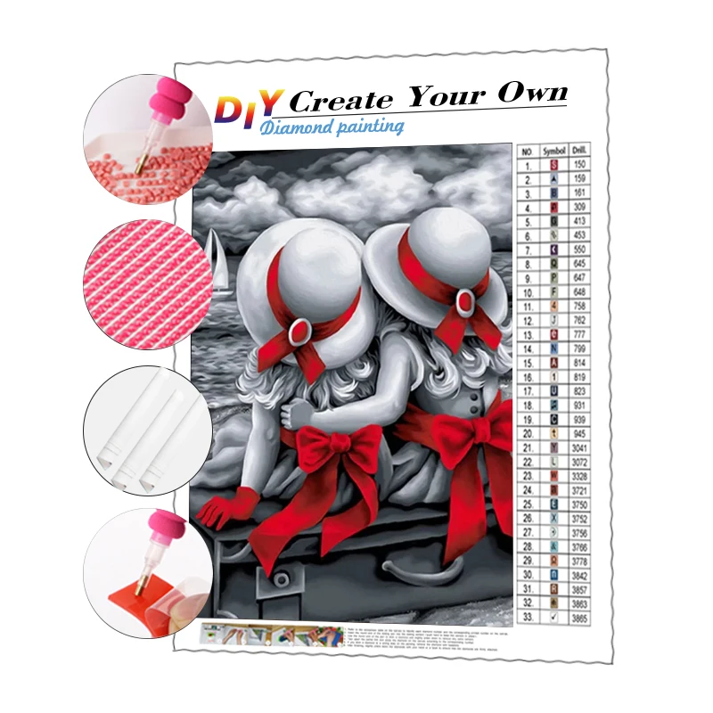 Hot Sale 5D DIY Diamond Painting Two Sisters Decor Wall To Custom Your Own Picture Full Drill AB Drill Fairy Dust Diamonds