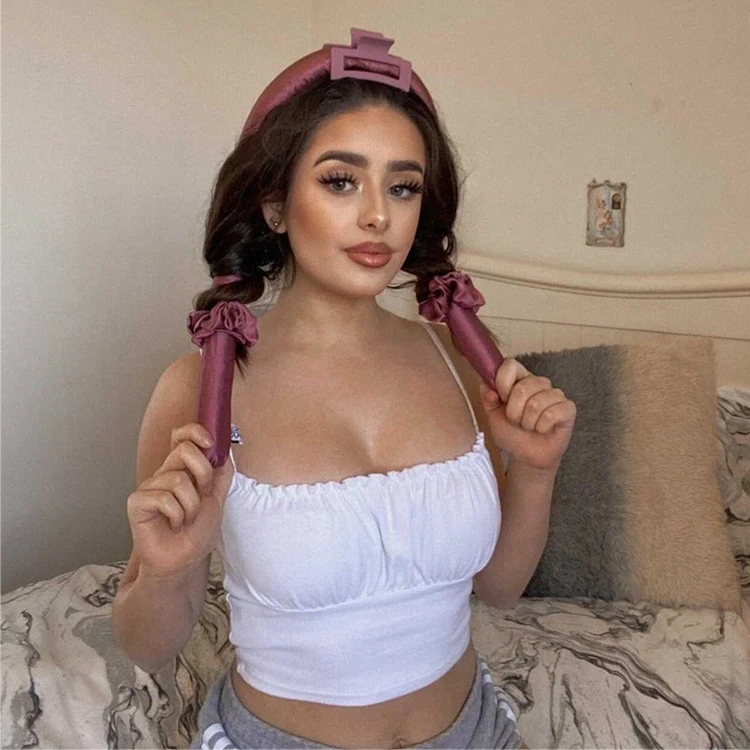 custom logo 100% mulberry silk heatless hair curler curling rod headband no heat silk hair roller for long hair