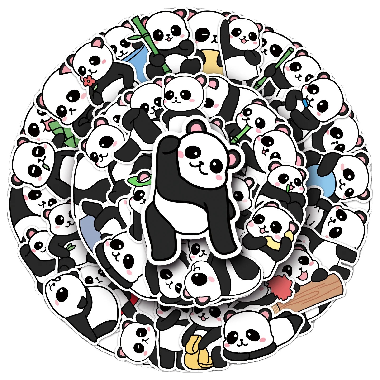 Cute Panda Stickers for bottle laptop reusable self-adhesive cartoon decals for kids pvc vinyl sticker custom