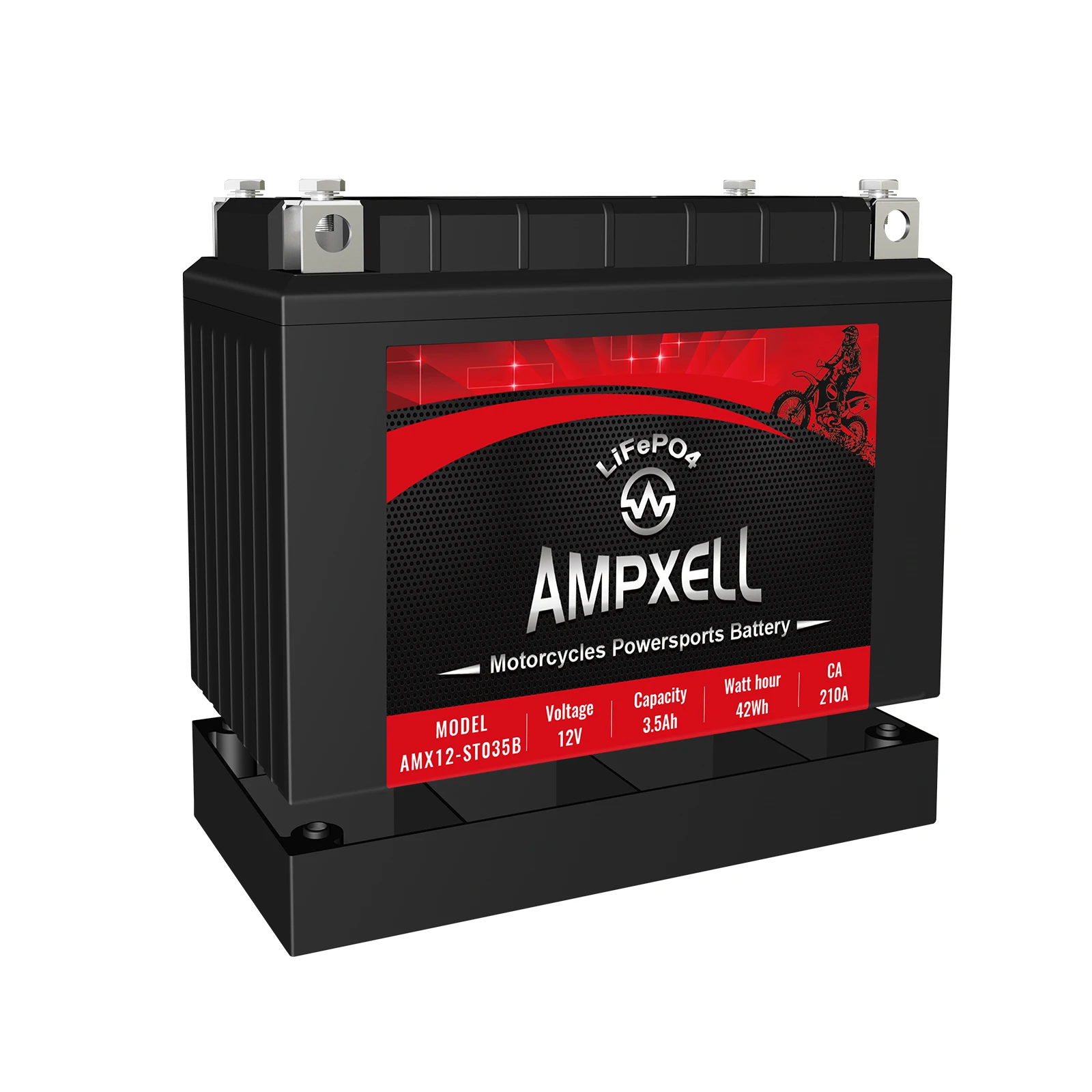 AMPXELL 12V 45Wh CA210A 3.5Ah Motorcycle Lithium Starting Battery Lithium ion 12v for YTX5L-BS/YTZ6/YTX7L-BS/YTZ7S